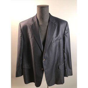 JACK VICTOR S130 Navy Single Breasted GINGHAM Regular Fit Blazer Sport Coat 48R